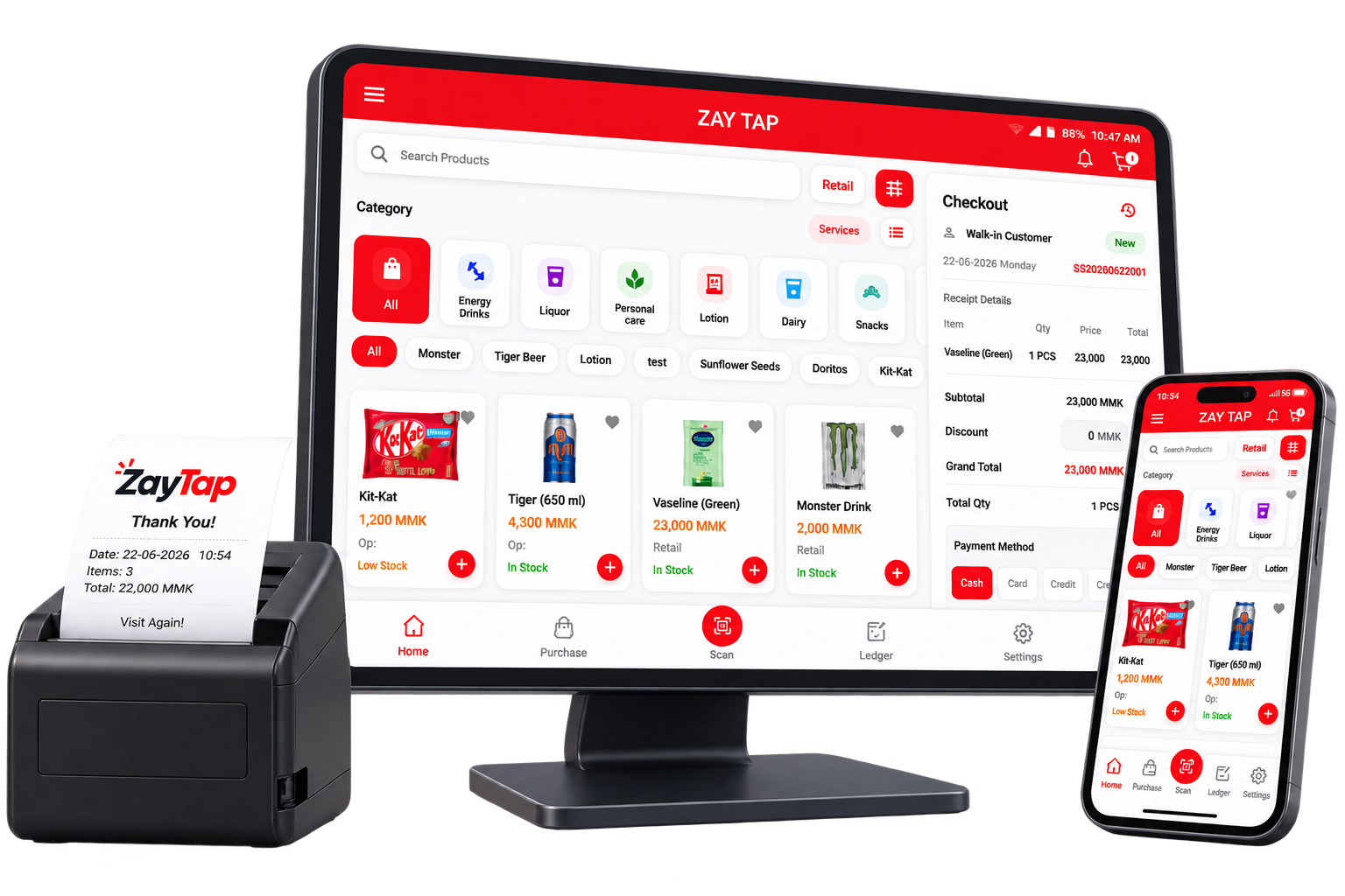 ZayTap POS dashboard on multiple devices